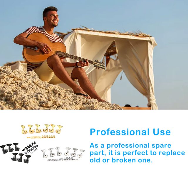 Baohd 6pcs Guitar Tuner Pegs Set Modified Parts Guitars Accessories Universal Machine Head Tuning Peg Instrument Fitting Silver