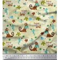 thumbnail image 1 of Soimoi Moss Georgette Fabric Floral,Rat & Cat Cartoon Print Sewing Fabric Yard 42 Inch Wide, 1 of 3