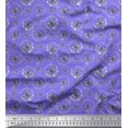 thumbnail image 1 of Soimoi Purple Poly Georgette Fabric Wreath & Butterfly Print Fabric by the Yard 52 Inch Wide, 1 of 5