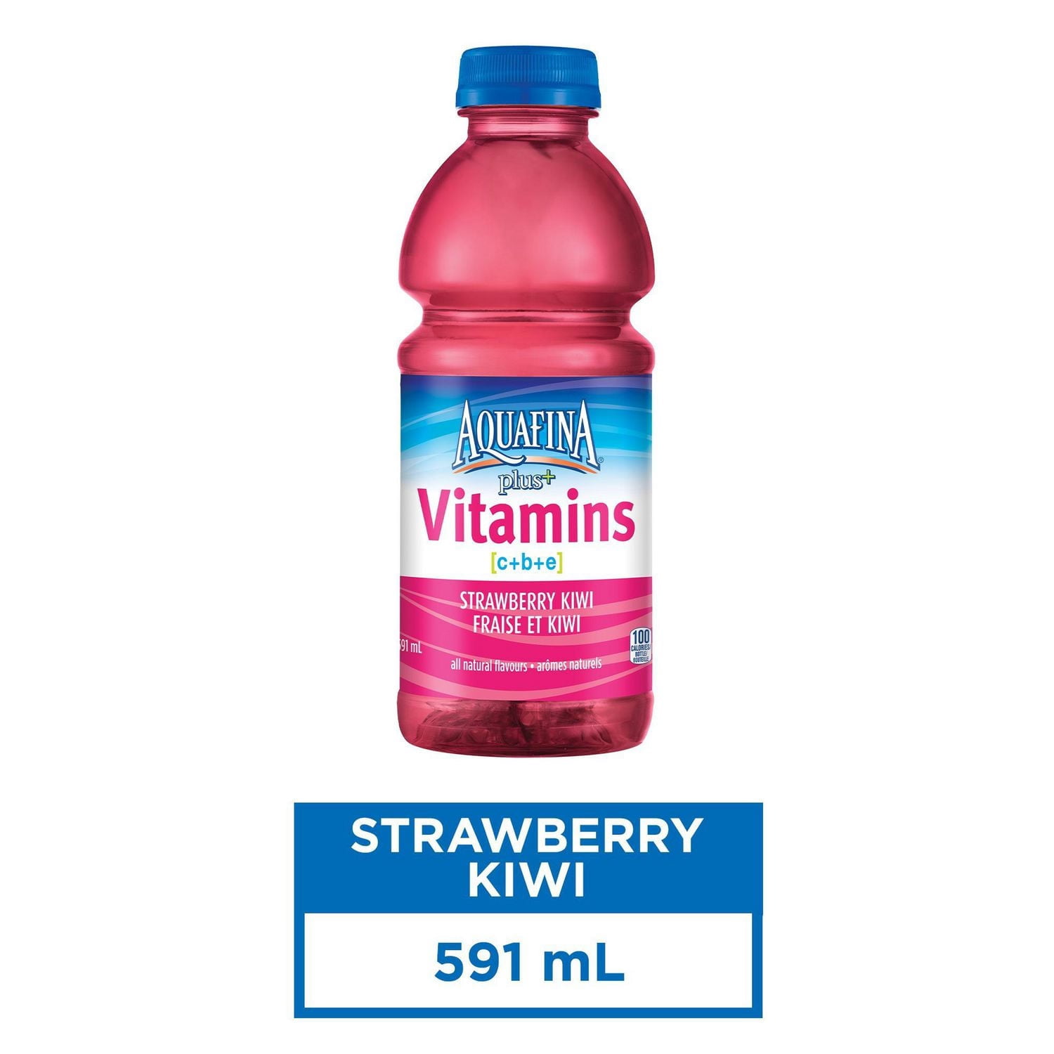 Aquafina Plus+ Vitamines Fraise Kiwi 591 mL, Bouteille