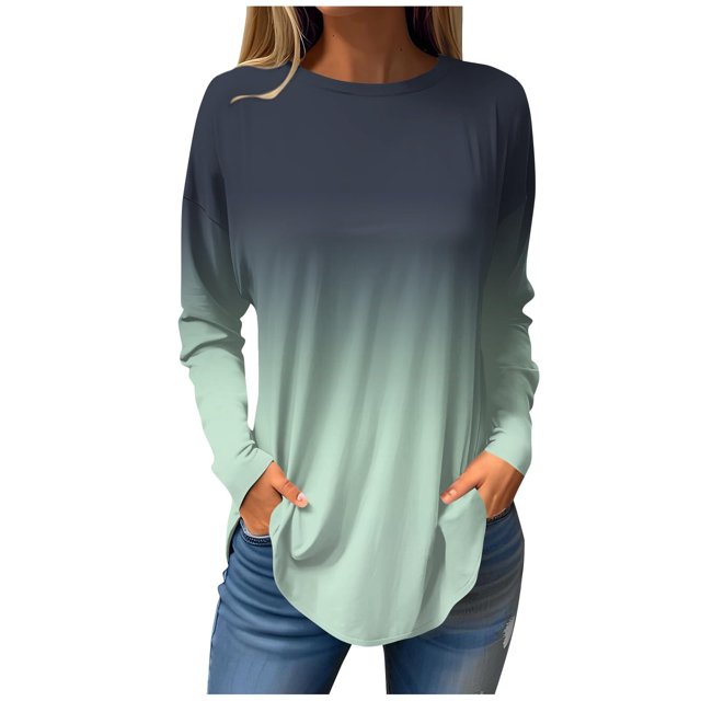 Birdeem Blouses d'Automne à Col Rond pour Femmes, Mode Smockée, Manches Longues