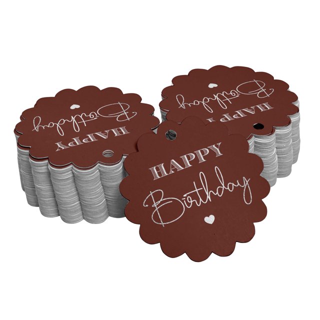 Inkdotpot Silver Foil Paper Hang Tags Happy Birthday Favor Tags 100 Pieces