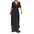 thumbnail image 4 of Gspmoly Robes d'Été pour Femmes, Robe Longue en Mousseline à Manches Mi-Longues Fendue à Col en V au Style Élégant pour Femmes, Robes Habillées pour Femmes Économies, 4 of 7