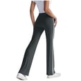 thumbnail image 4 of Lenpel Women's Flare Yoga Pants Drawstring Medium Rise Side Striped Bell Bottom Casual Pants Bootcut Workout Pants(Dark Gray,Large), 4 of 6