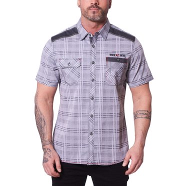 LIVINGbasics Chemise à Carreaux Yd à Manches Courtes pour Hommes