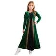 thumbnail image 1 of iiniim Kids Girls Renaissance Medieval Royalty Princess Costume Velvet Gold Flowers Color Block Long Gown Green 10, 1 of 5
