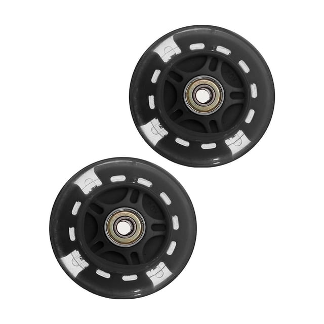 2pcs 80mm Scooter Wheels LED Flash Replacement Wheel Roller Skates Wheels Black