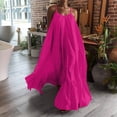 thumbnail image 1 of HKEJIAOI Robes de Sortie pour Femmes Offres Liquidation Cadeau de la Saint-Valentin Mode Femme Décontractée Robe Unie à Bretelles Poche Ample Dos Nu Grande Robe Évasée Rose Vif, 1 of 9