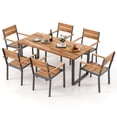 thumbnail image 1 of Gymax 7 Piece Patio Dining Set 69'' Rectangle Table w/ 6 Stackable Chairs, 1 of 10