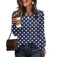 thumbnail image 2 of HAiming Chemises à Pois pour Femmes Décontractées à Col Rond Hauts à Volants Plissés Blouse Basique Chic T-Shirts de Travail, 2 of 6