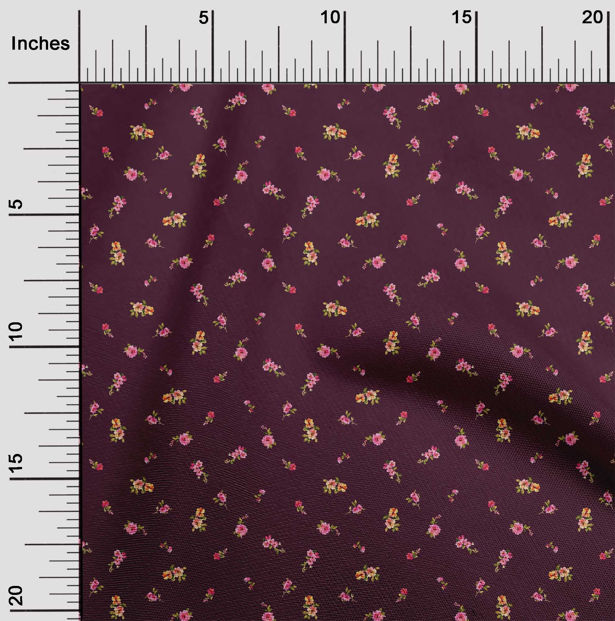 oneOone Polyester Lycra Fabric Leaves & Flower Floral Fabric Prints by Yard 56 Inch Wide