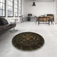 thumbnail image 4 of Ahgly Company Tapis d'Intérieur Ronds Transitionnels Brun Foncé Lavables à la Machine, 5 Pieds Rond, 4 of 7