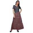 thumbnail image 3 of Moomaya Jupe Longue Imprimée pour Femmes Style Portefeuille Grande Taille Jupe Maxi à 3 Niveaux, 3 of 6