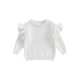 thumbnail image 1 of Gupgi Toddler Girl Sweaters 3M 6M 9M 12M 18M 2Y 3Y Baby Ruffle Long Sleeve Solid Color Knit Pullover Fall Winter Loose Tops, 1 of 9