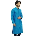 thumbnail image 3 of Atasi Ethnic Men's Long Kurta Blue Bollywood Designer Shirt Wear-Large, 3 of 7