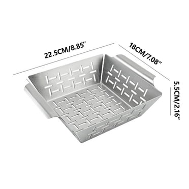 Poêle en Acier Inoxydable, Plateau de Cuisson en Acier Inoxydable Plateau Anti-Fuite pour Barbecue Panier Filet pour Barbecue Outil de Barbecue Petit Panier pour Légumes Plateau de Barbecue, Rôtissoire en Acier Inoxydable