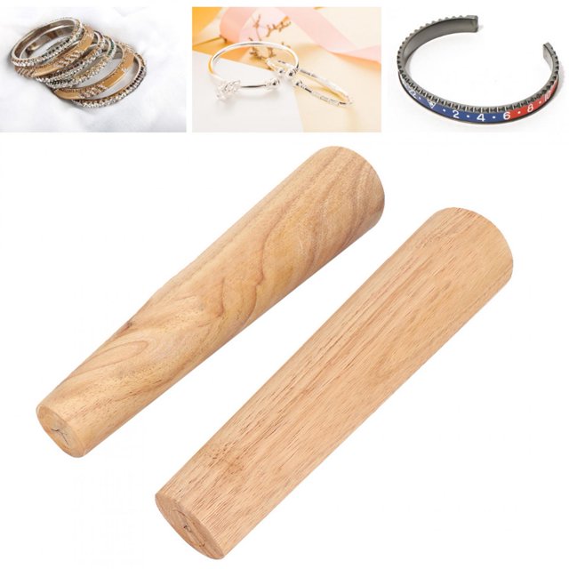 Jewelry Making Tool Bracelet Making Tool Wooden Bracelet Mandrel 2pcs Round Oval Shape Wooden Bracelet Making Stick Bangle Mandrel Wire Wrapping Tool Jewelry Making Tool