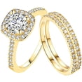thumbnail image 1 of Riforla 3pcs Diamond Rings Set Womens Zircon Stacking Rings Promise Ring Fashion Wedding Rings Bridal Rings Womens Jewelry Gold 7, 1 of 4