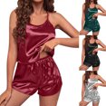 thumbnail image 1 of Sentmoon 2 Pcs Robe de Nuit pour Femmes Pyjama d'Été Sans Manches Ample Respirant à Bretelles Spaghetti Couleur Unie Robe de Nuit Décontractée pour Séjours à l'Hôtel Vert G, 1 of 9