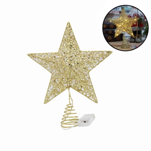 Pisexur Christmas Decorations Xmas Tree Decor Christmas Tree Decoration Lights Led Copper Wire Star Lights Wrought Iron Glitter Christmas Tree Top Star With String Lights
