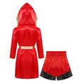 thumbnail image 3 of Fldy Ensemble d'Uniforme de Boxe pour Garçons 2 Pcs Peignoir de Boxe et Shorts MMA Costume de Boxeur Tenue d'Halloween Rouge Noir 10, 3 of 4