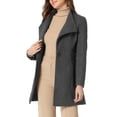 thumbnail image 4 of INSPIRE CHIC Manteau Trench Long Classique d'Hiver pour Femme à Col Montant avec Ceinture à Nouer S Gris Foncé, 4 of 6