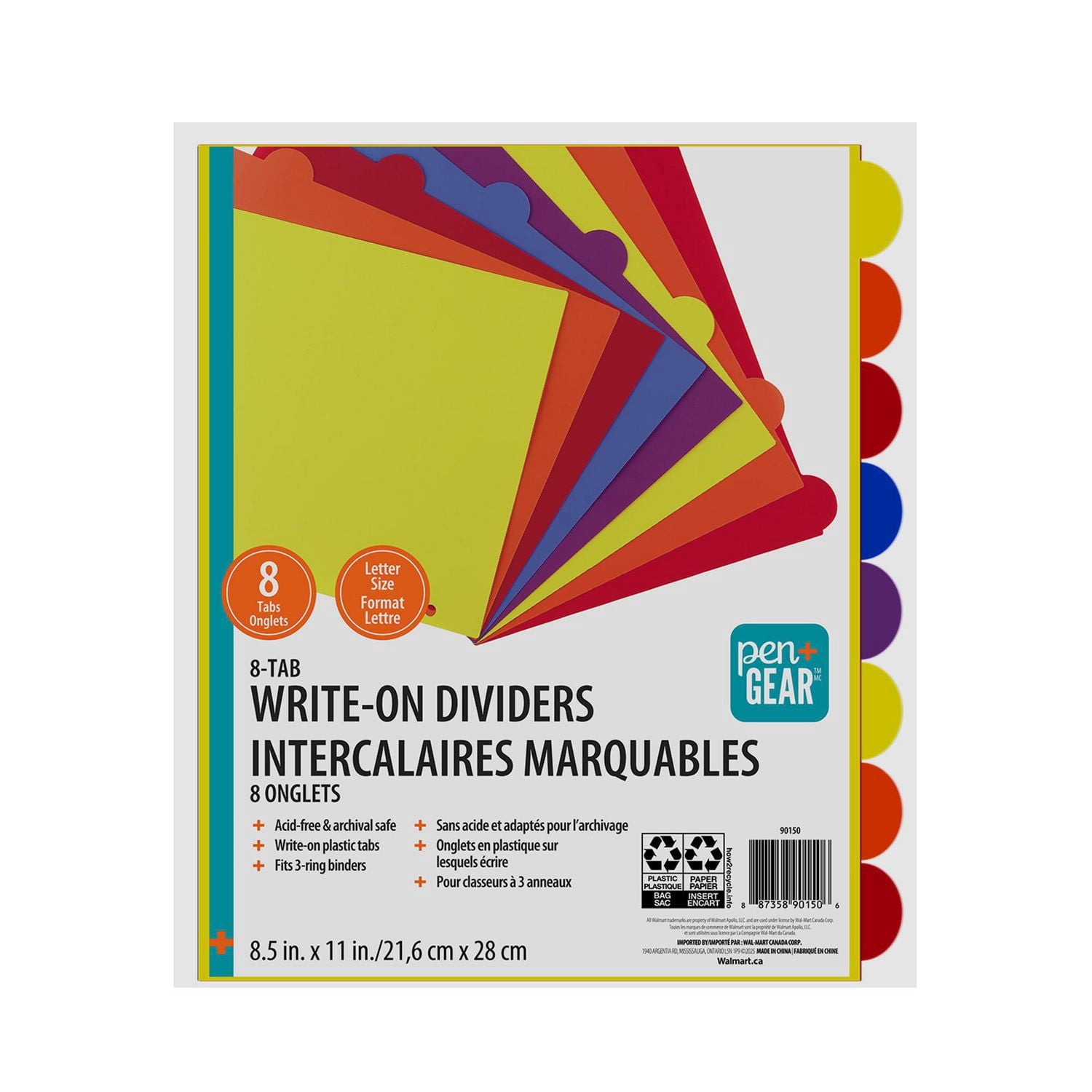 PEN+GEAR DURABLE VIEW WRITE ON 8 TAB DIVIDER