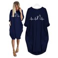 thumbnail image 2 of REDHOTYPE Ligne Mode Cat Robe Midi Décontractée pour Femmes Élégante à Manches Longues Motif Cartoon Cat Robe avec Poche Tenue d'Intérieur, 2 of 3