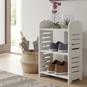 Amzcrzy Shoe Rack for Entryway, Shoe Organizer, Narrow Shoe Rack Doorway Narrow Slit Shoe Rack Space-Saving Multi-Tier Shoe Rack Compact Shoe Cabinet Open Shoe Cabinet PVC Three Tier Shoe Rack