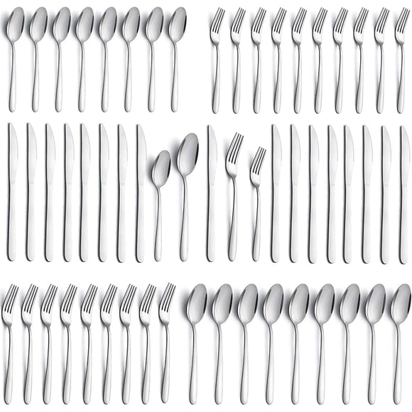 Bestdin Ensemble de Couverts, Ensemble de 40 Pcs en Acier Inoxydable pour 8, Incluant Ensemble Fourchette Couteau Cuillère, Fini Miroir, Va au Lave-Vaisselle, Ensemble de Coutellerie pour Maison Cuisine Restaurant Hôtel