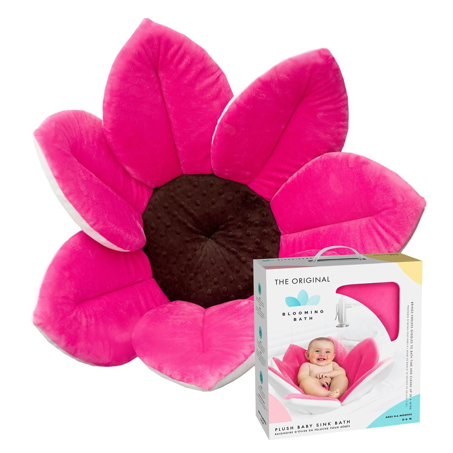 Blooming Bath The Original Baby Bath Seat - Premium Baby Bathtub, Fits Most Sinks - Luxuriously Soft - Newborn to 6 months - Baby Essentials - Baby Gifts - 32" - Pink