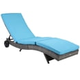 thumbnail image 1 of Outsunny Chaise Longue en Osier avec Coussin et Roues pour Patio, Terrasse, Bleu Ciel, 1 of 9