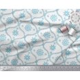 thumbnail image 3 of Soimoi Blue polyester Crepe Fabric Ogee Damask & Floral Block Print Sewing Fabric Yard 42 Inch Wide, 3 of 3