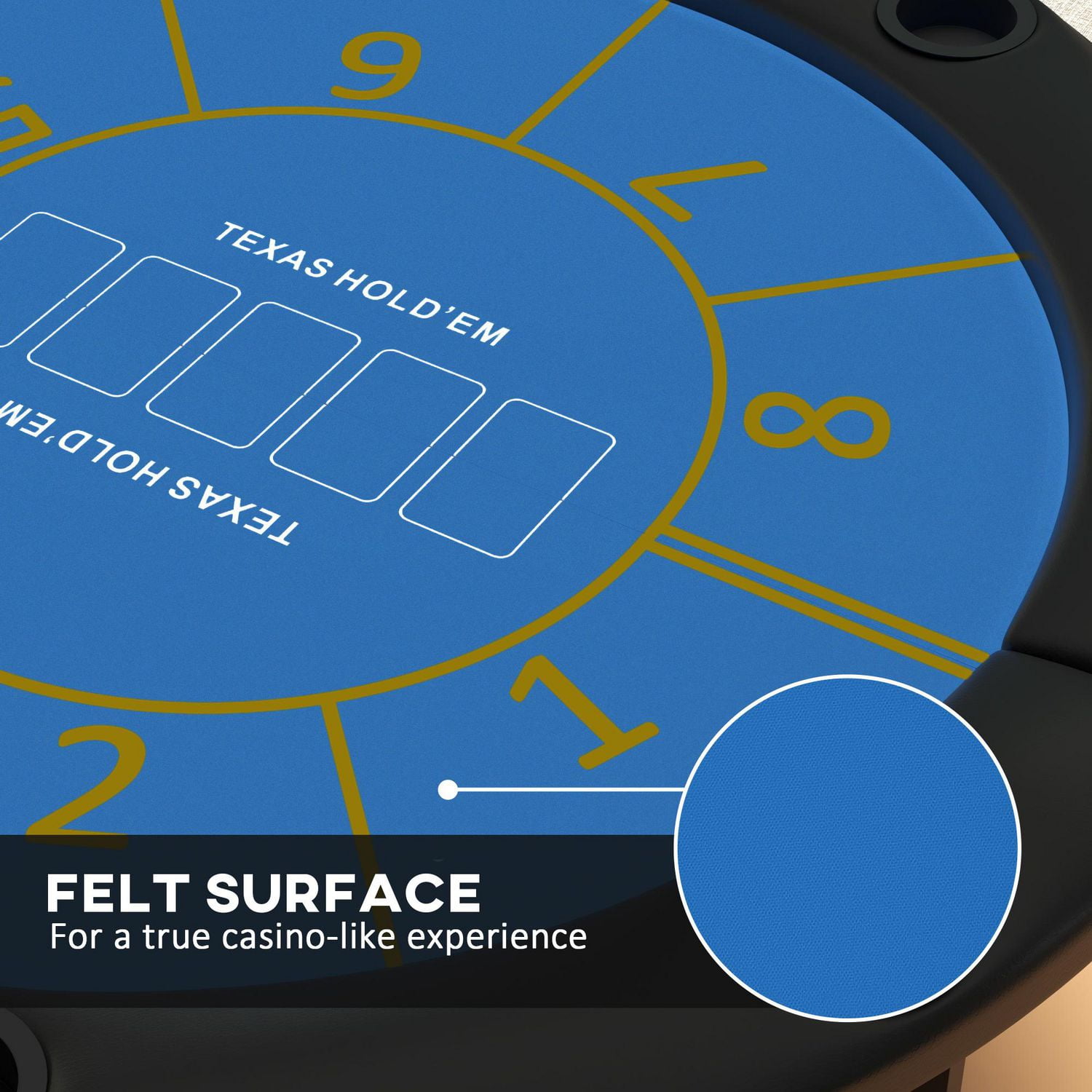 Soozier 47" Table de poker pliable Table de jeu Blackjack 8 joueurs, noir