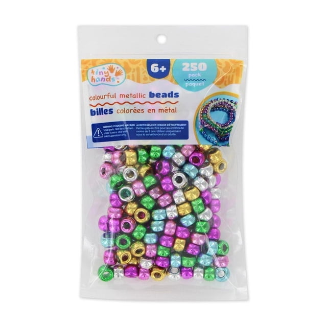 TINY HANDS Colourful Metallic Pony Beads for Crafts