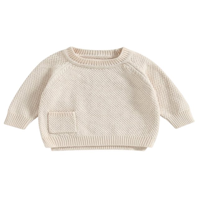 Baby Girl Boy Knit Pullover Sweater Fall Winter Warm Sweatshirt Tops with Pocket