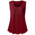 thumbnail image 4 of QUINDOS Débardeurs pour Femmes 2025 Yoga Été Rouge Mode Uni Camisole Col Rond Ample Sans Manches T-shirt Chandail Hauts Camisoles pour Femmes, 4 of 5