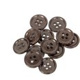 thumbnail image 1 of Mibo 12 Pcs Rond en Mélamine Buttons avec Rebord - 24 L (15 mm) - 4 Trous - Brun, 1 of 2