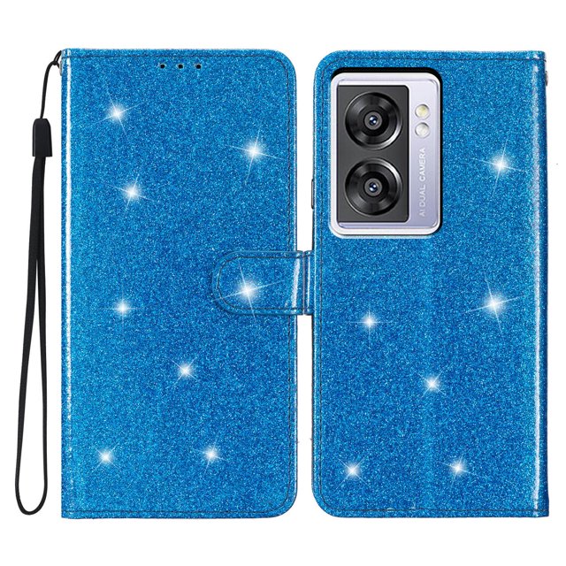 Compatible with OnePlus Nord N300 Sparkling Glitter Wallet Case with Card Pocket Flip Cover