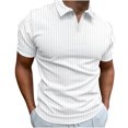 thumbnail image 1 of Dvkptbk Homme Décontracté Uni Col Rabattu Chandail à Rayures Haute Élasticité Manches Courtes Blouse, 1 of 7