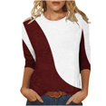thumbnail image 1 of Hauts à Manches 3/4 pour Femmes Mode Imprimée T-Shirt Ample Mi-Longueur Blouse à Manches 3/4 Col Rond Hauts Décontractés T-Shirts en Coton T-Shirts pour Femmes Mode, 1 of 4