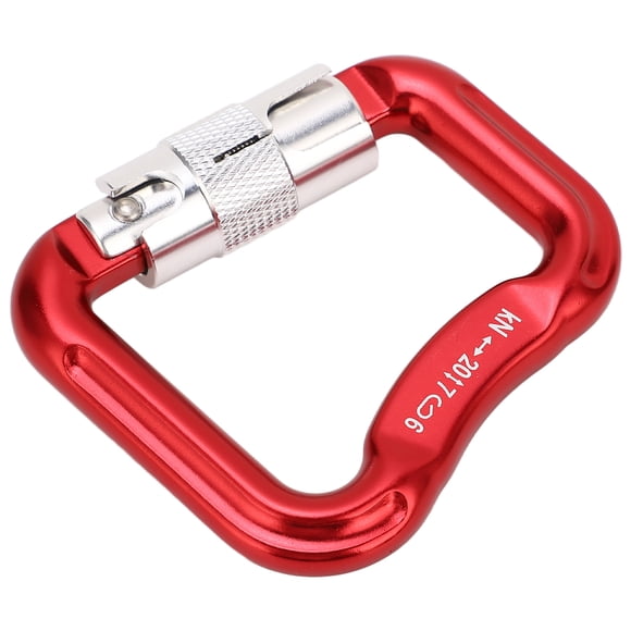 Climbing Carabiner Clip, Saftey Antislip Wide Applications Large Locking Carabiner Clips Aluminum Alloy for Climbing Red,Black