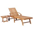 thumbnail image 3 of vidaXL Sun Lounger with Table and Cushion Solid Teak Wood, 3 of 6