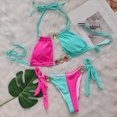 thumbnail image 2 of Jamicy Womens Bathing Suits 2 Piece Hot Spring Wear Women's Color-Coded Halter Swimsuit Crystal Side Lace-Up Two-Piece Bikini, 2 of 5