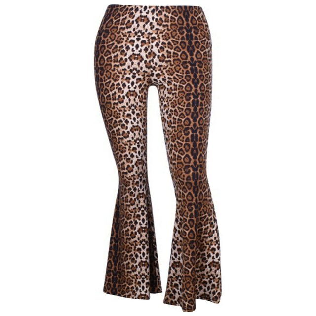 Pantalon Évasé Taille Haute Ajusté à Imprimé Léopard pour Femmes