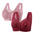 thumbnail image 1 of Plebaso 2 Pack Everyday Bras for Women Front Closure No Underwire Comfort Bras Ladies Full Coverage Bralettes, 1 of 3