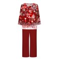 thumbnail image 3 of Pisexur Pyjama de Noël pour Femmes Ensemble Deux Pièces Tendance des Fêtes Imprimé Flocon de Neige Pyjamas de Noël Décontractés Manches Longues Col Rond Hauts Pantalons de Pyjama Tenue de Nuit, 3 of 3