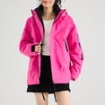 thumbnail image 4 of Women's Fashion Solid Color Long Sleeve Waterproof Rain Jacket with Zipper Pockets, Windbreaker Coat for Outdoor Use, Hooded Design for All-Weather Protection, 4 of 7