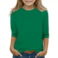 thumbnail image 2 of MeetoTime T-shirt Uni à Manches 3/4 et Col Rond pour Enfants, T-shirt pour Tout-Petits Garçons Filles 3-12 Ans, 2 of 5