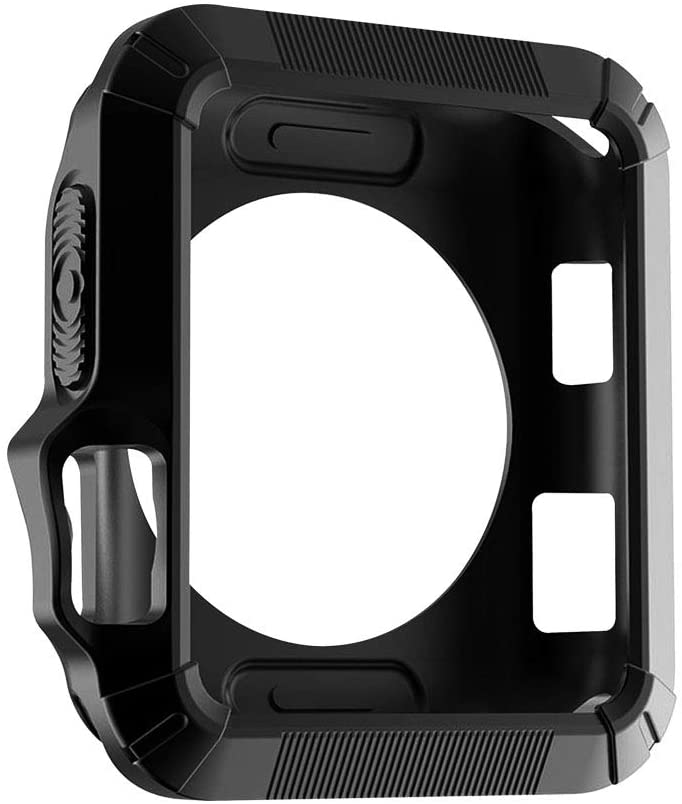 Shock Proof Bumper Cover Scratch Resistant Protective Rugged Case for iwatch Series 3, Series 2, Series 1 [Black]-38MM